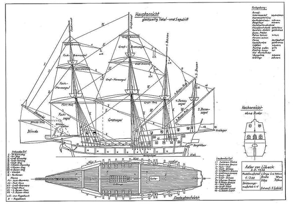 Galleon Adler Von Lubeck 1566 ship model plans