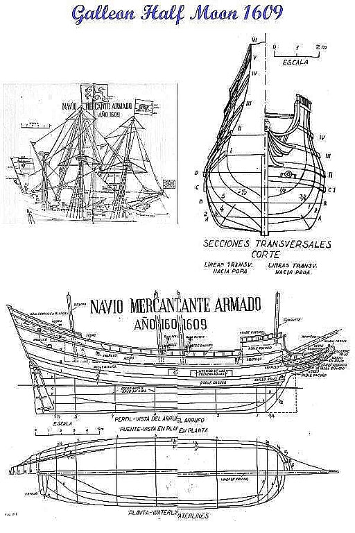 Galleon Half Moon 1609 ship model plans