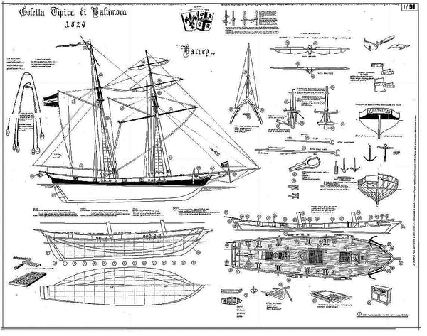 Schooner Harvey 1848 – Baltimore ship model plans