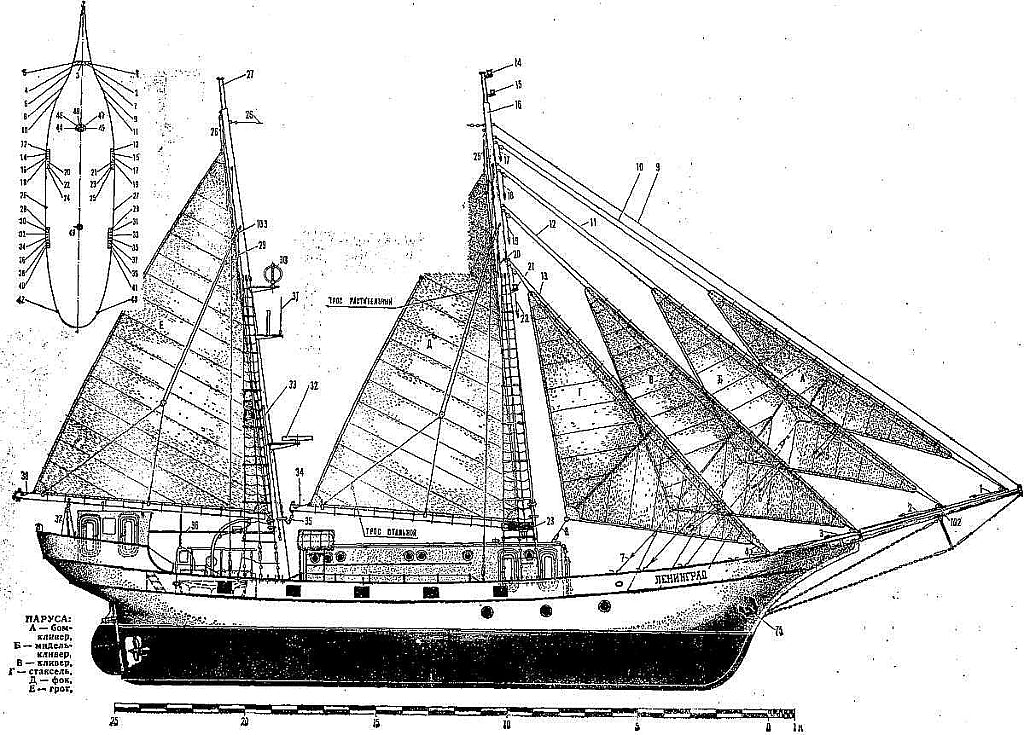 Schooner Leningrad 1938 ship model plans