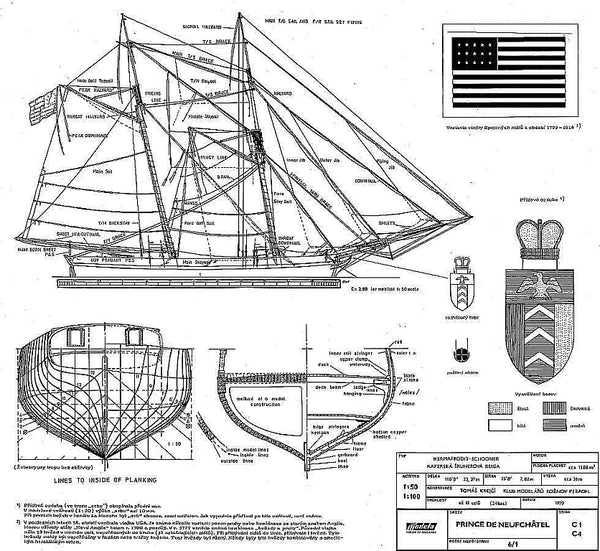 Schooner Prince De Neufchatel 1812 ship model plans