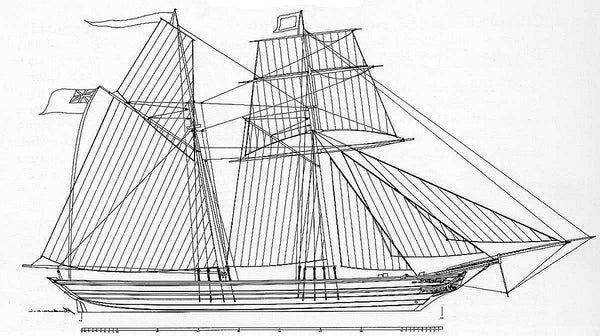 Topsail Schooner Matchless 1846 ship model plans