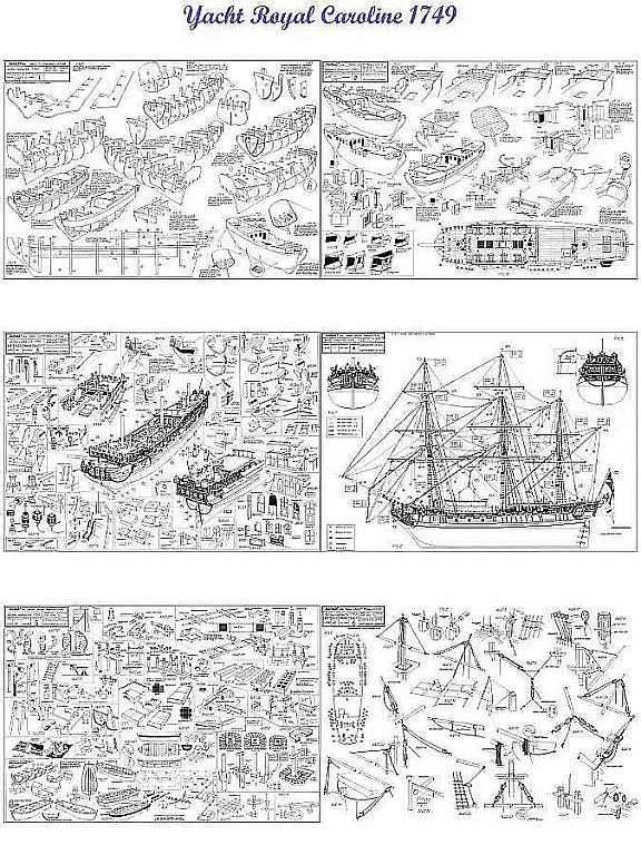 Yacht Royal Caroline 1749 ship model plans