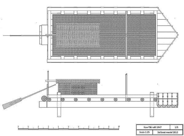 Barge Kon-Tiki 1947 ship model plans