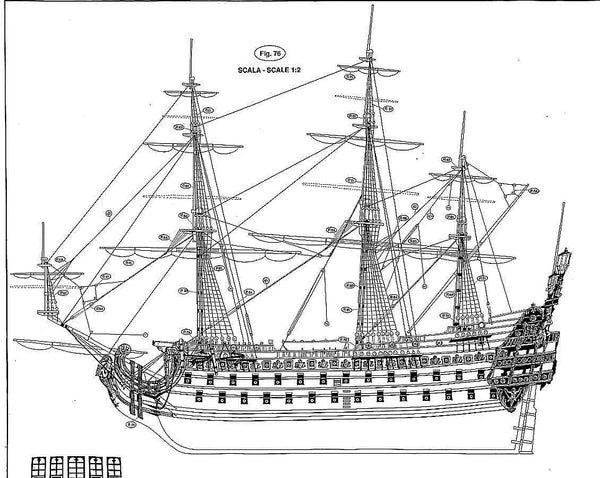 1st Rate Ship Le Soleil Royal 1669 ship model plans