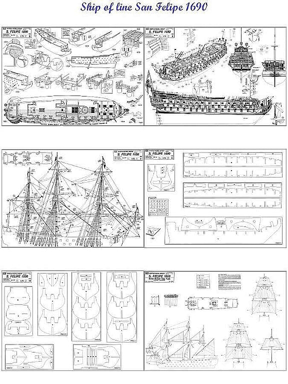 1st Rate Ship San Felipe 1690 ship model plans