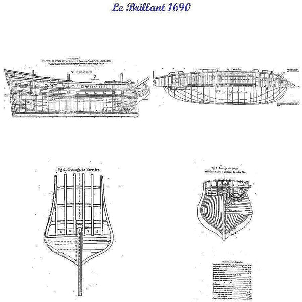2nd Rate Ship Brillant 1690 ship model plans