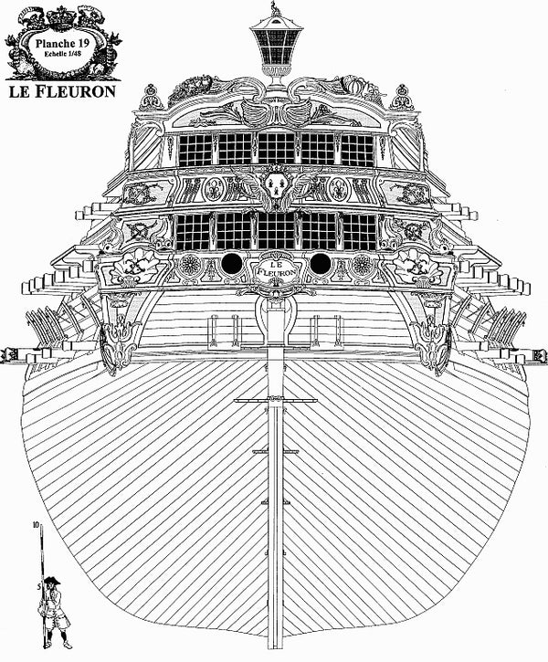 3rd Rate ship Le Feuron 1729 ship model plans