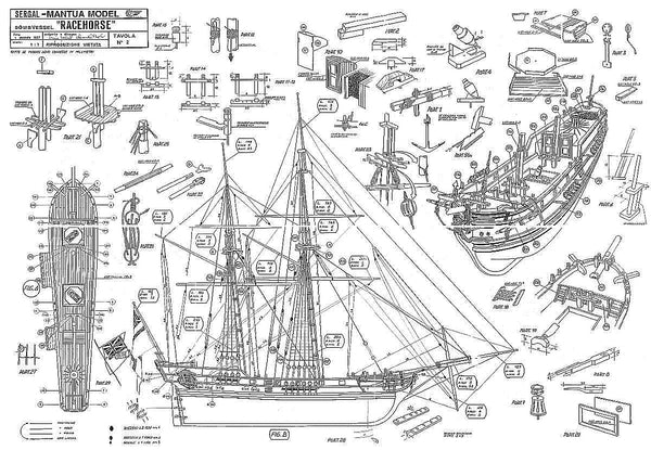 Bomb Ketch Racehorse 1757 ship model plans