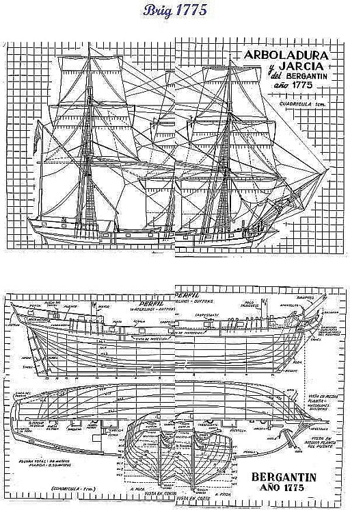 Brig 1775 ship model plans