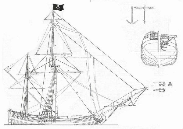 Brigantine Pirate ship model plans