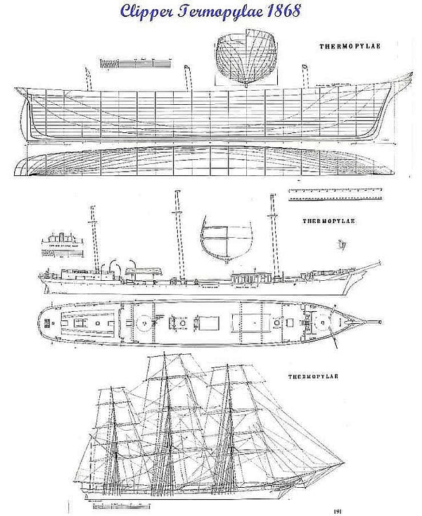 Clipper Thermopylae 1868 ship model plans