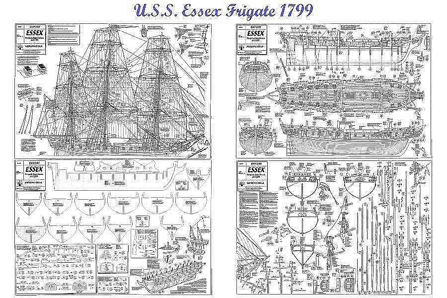 Frigate Uss Essex 1799 ship model plans
