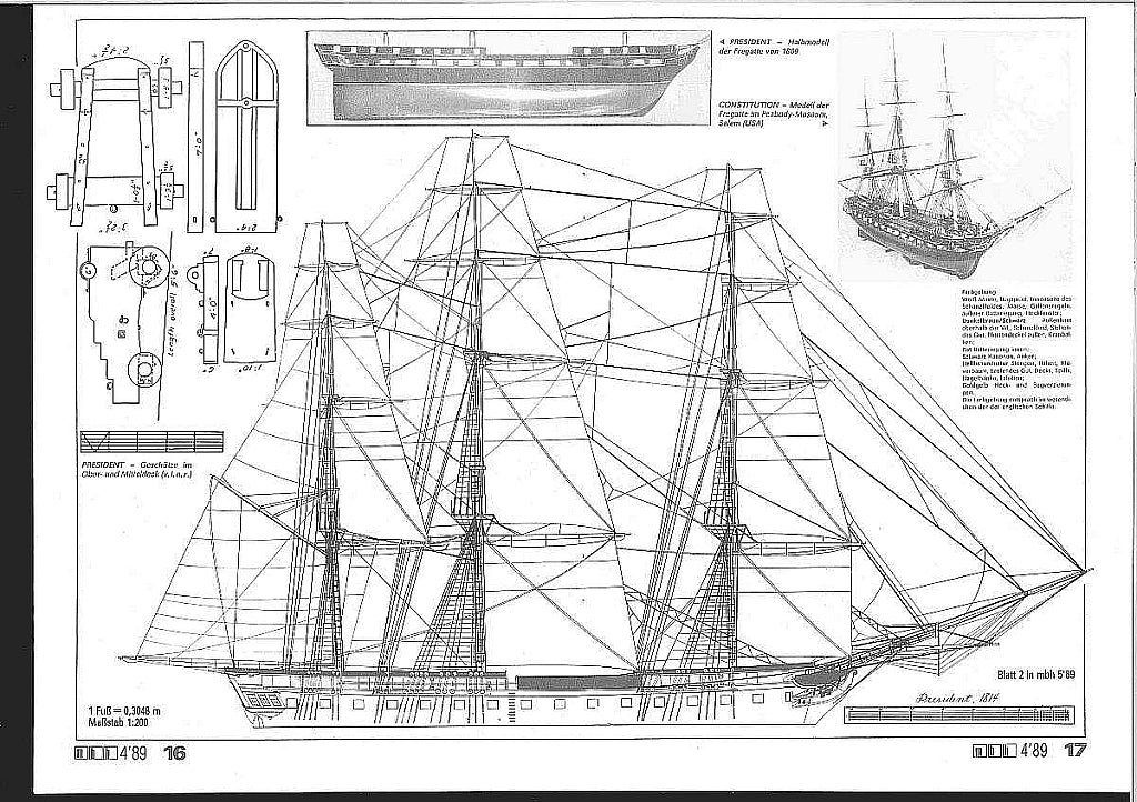 Frigate Uss President 1800 ship model plans