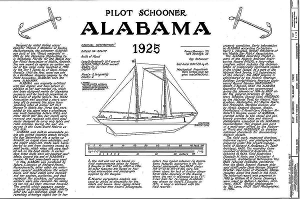 Schooner Pilot Alabama 1925 – Baltimore ship model plans