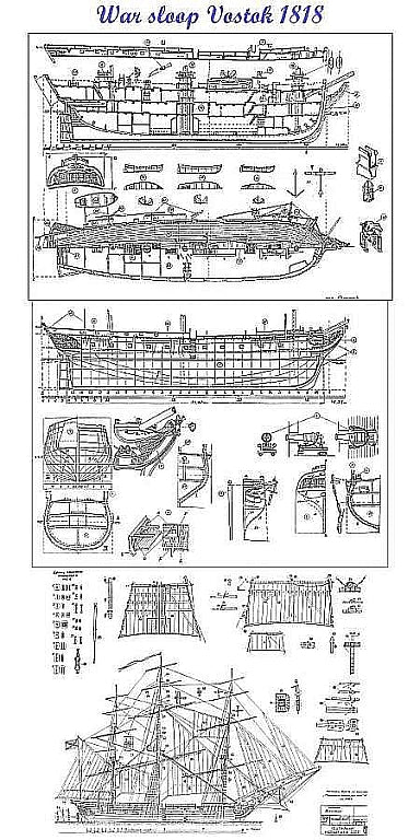 Sloop Vostok 1818 ship model plans