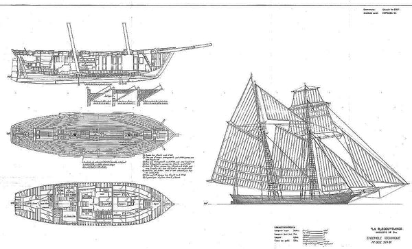 Topsail Schooner La Recouvrance 1817 ship model plans