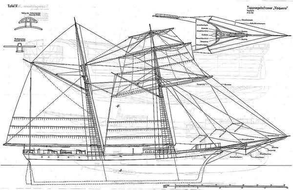 Topsail Schooner Vaquero 1852 ship model plans