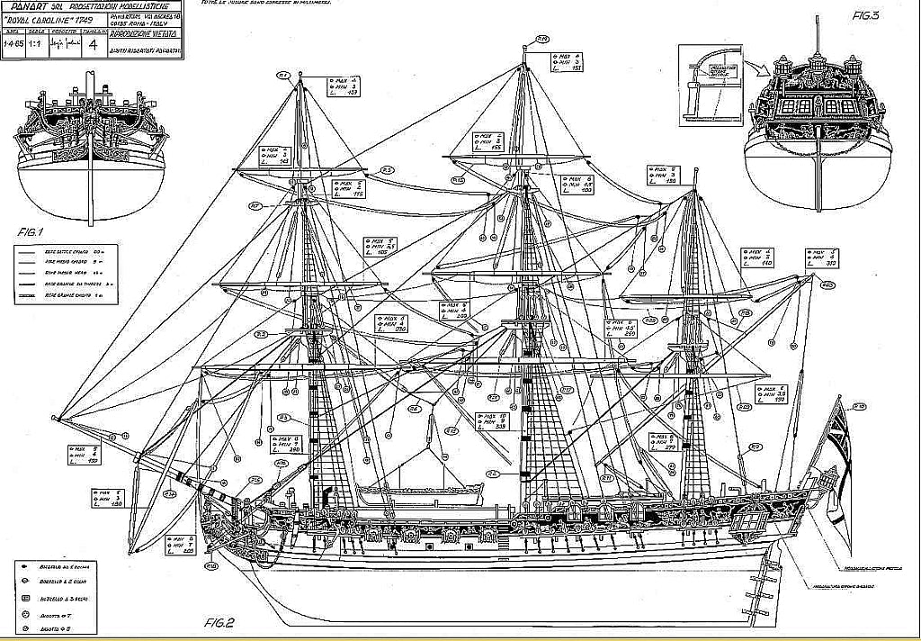 Yacht Hmy Royal Caroline 1749 Ver1 ship model plans