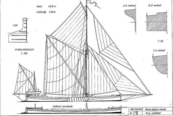 Barge Thames Sailing Balthasar XIXc ship model plans