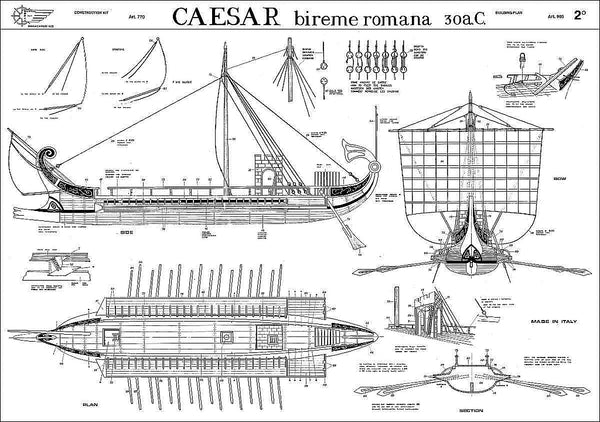 Bireme (Roman) Caesar Bc 30 ship model plans