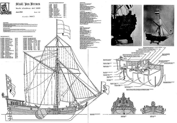 Boeier Stadt Fon Bremen 1690 ship model plans