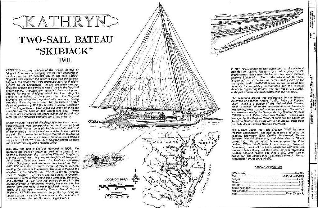Sailboat Skipjack Kathryn 1901 ship model plans