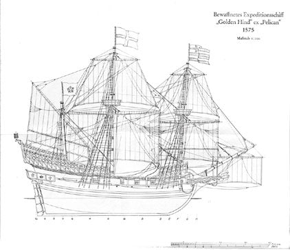 Sir Francis Drake’s galleon Golden Hind ship model plans