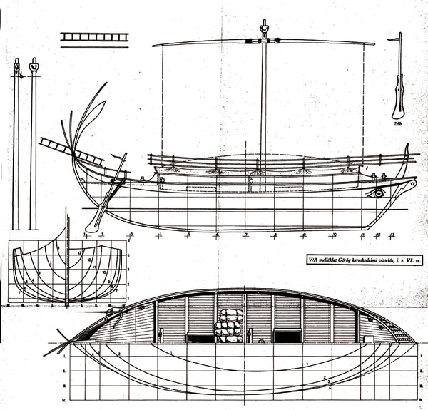 Greek trading vessel BC VI ship model plans